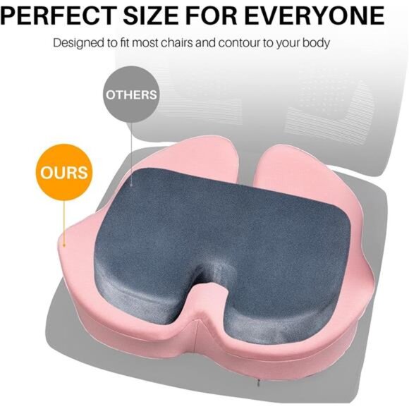 Large Memory Foam Seat Cushion Office Chair Tailbone Sciatica Back Pain Relief - Picture 2 of 7